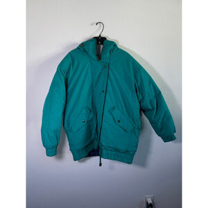 Vintage Women's London Fog Puffer Jacket Teal Multicolor M‎